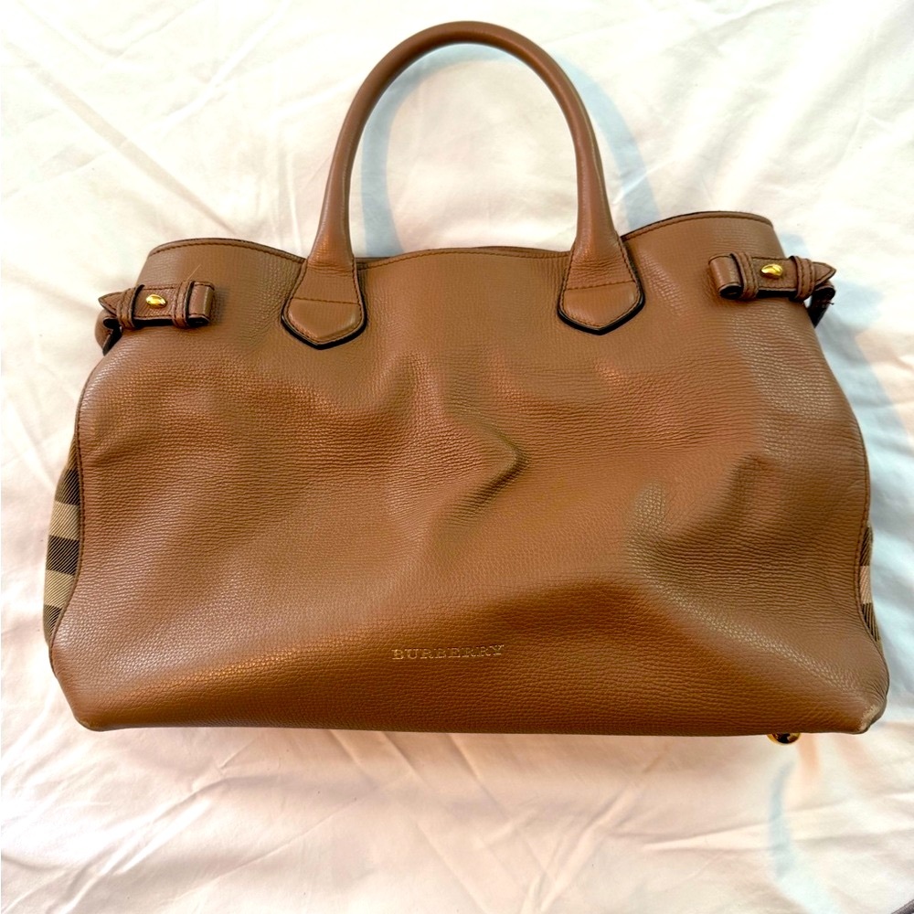 Burberry Tan Leather Tote Bag